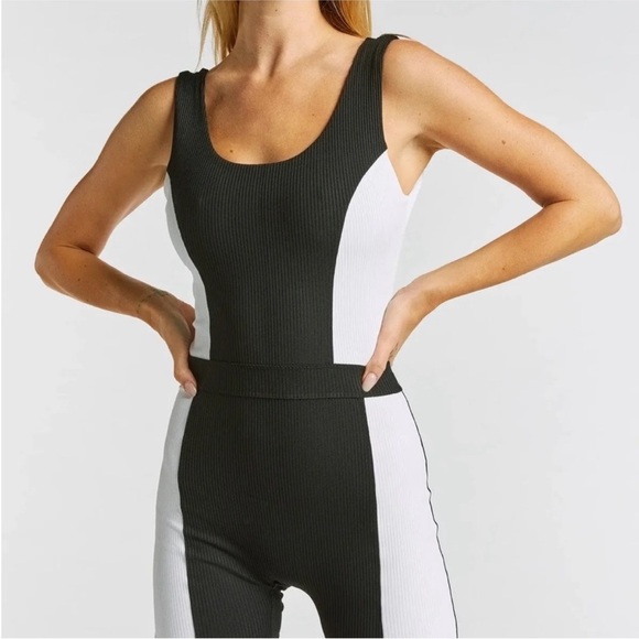 Year of Ours Black and White Sleeveless Onesie - Picture 1 of 5